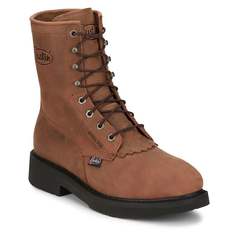 Justin Mens Lacer Rnd Toe ST Work Boots 14 EE Tan