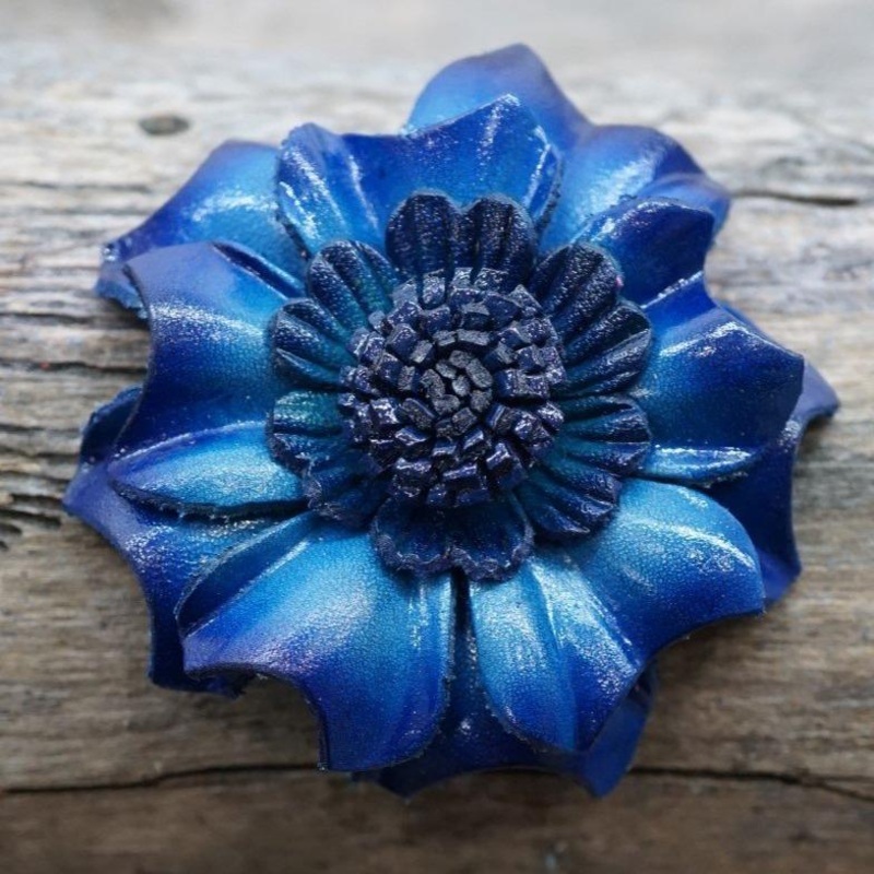 Blue Carnation Leather Flower