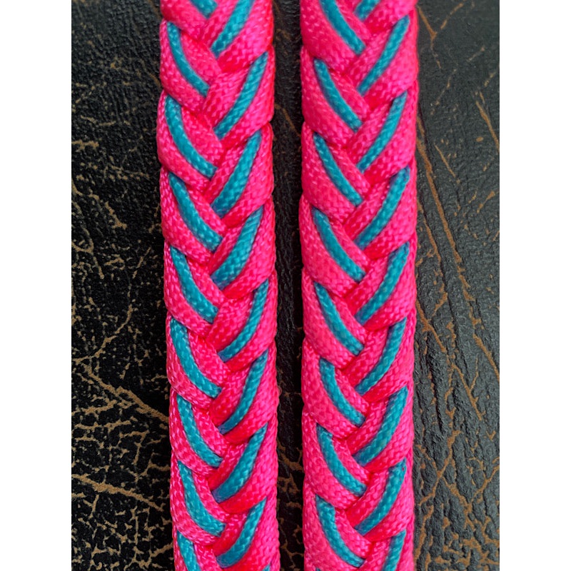 Martha Josey Super Knot Barrel Racing Rein Hot Pink/Turquoise