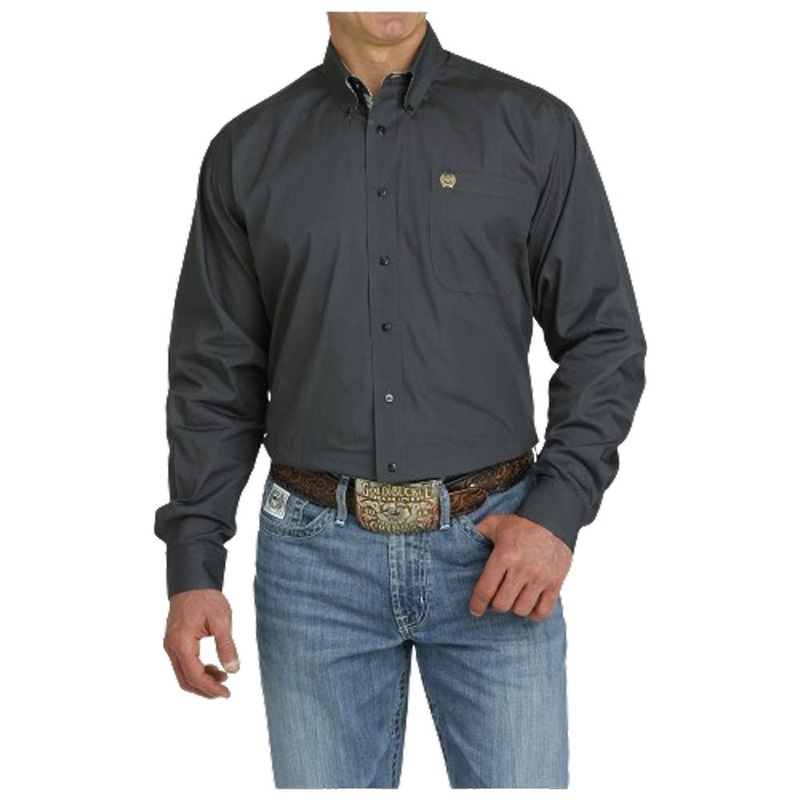 MTW1105747 Cinch Men’s Long Sleeve Buttondown Shirt – Solid Charcoal