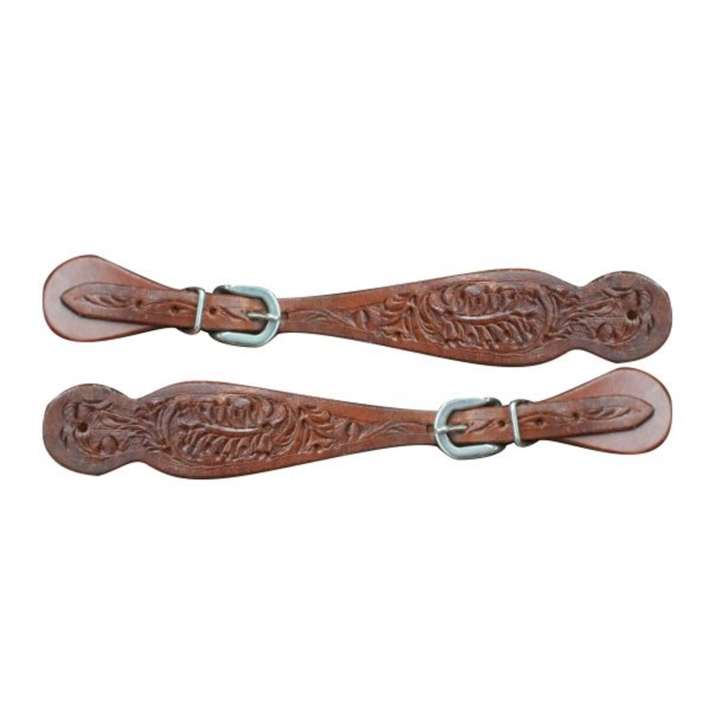 #30693: Showman Ladies size floral tooled spur straps