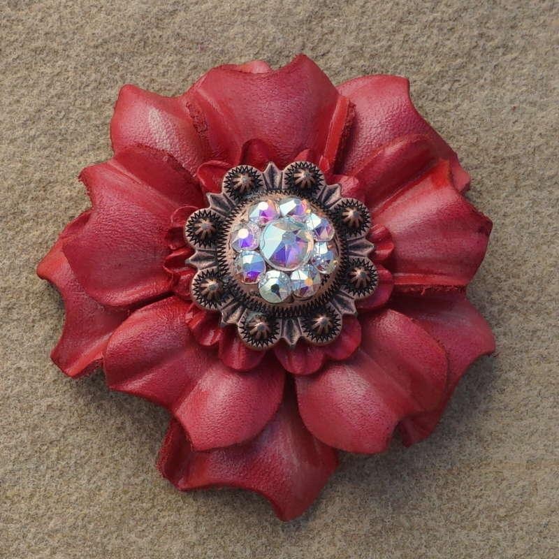 Pink Carnation Flower With Copper AB 1″ Concho