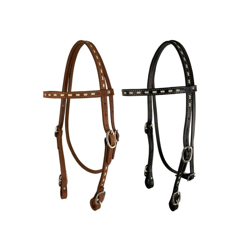 Showman Argentina Cow Leather buck stitched headstall with reins