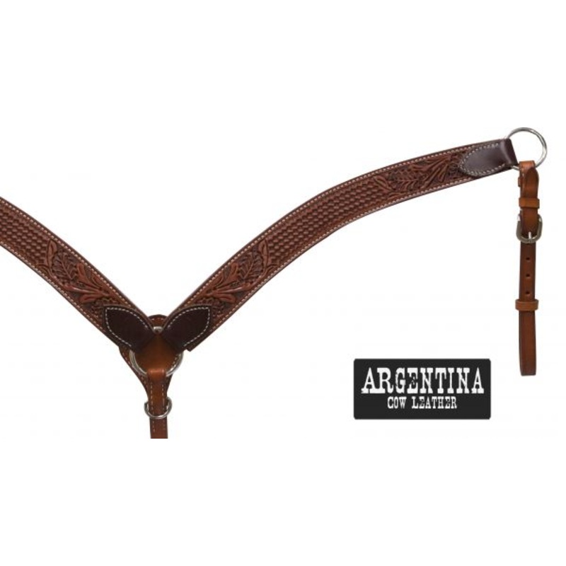 #13483: Showman Argentina cow leather tooled breast collar