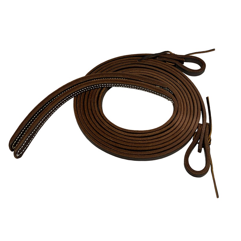 8′ x 12 Oiled Harness Leather Split Reins with Weighted Ends