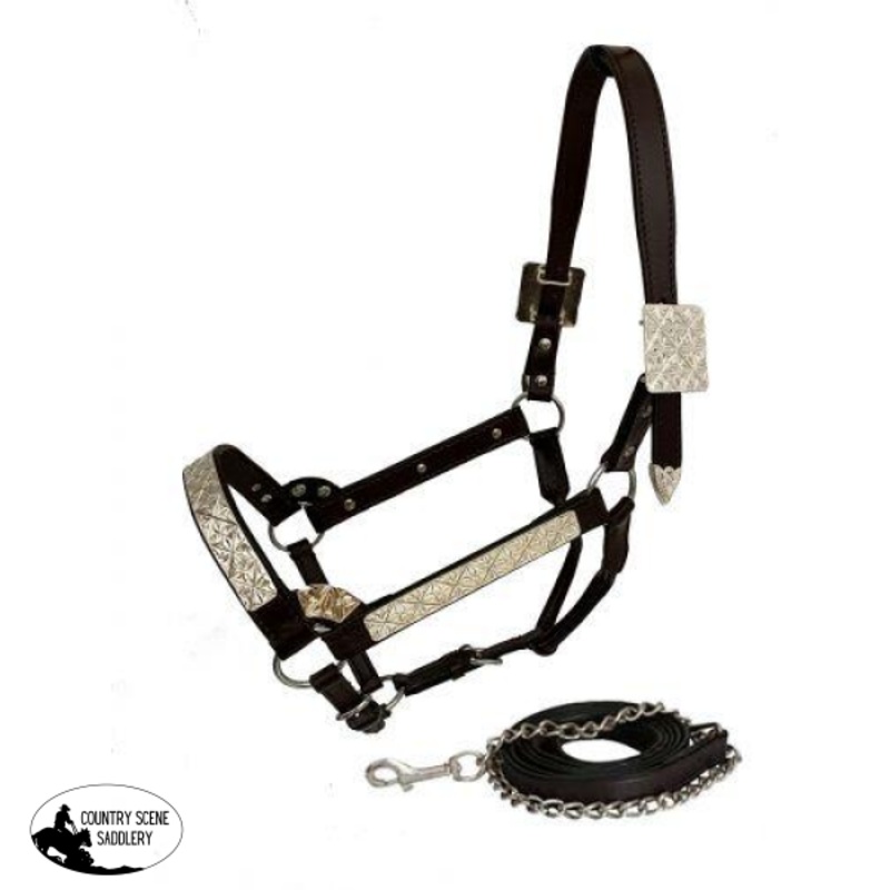 *Showman   Horse Size double stitched leather show halter.