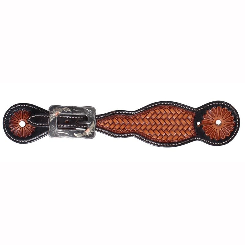 3P9405 Professional’s Choice Basketweave Sunflower Buckle Spur Strap