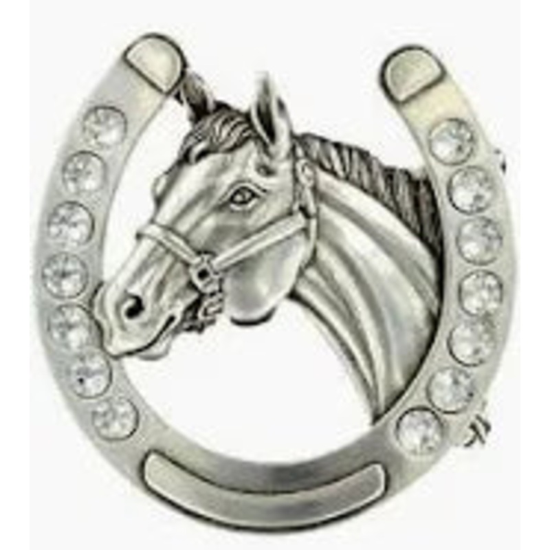 Horse in Horseshoe Belt Buckle