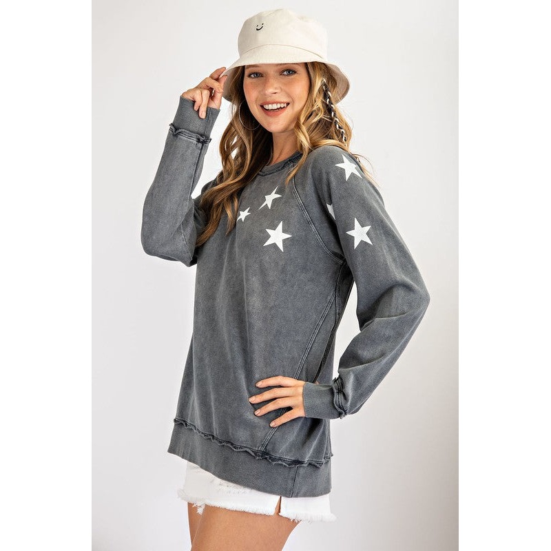 SMOKE STAR TERRY KNIT TOP