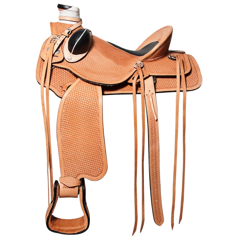 Western Horse Saddle American Leather Wade Ranch Roping Basketweave Tan Hilason