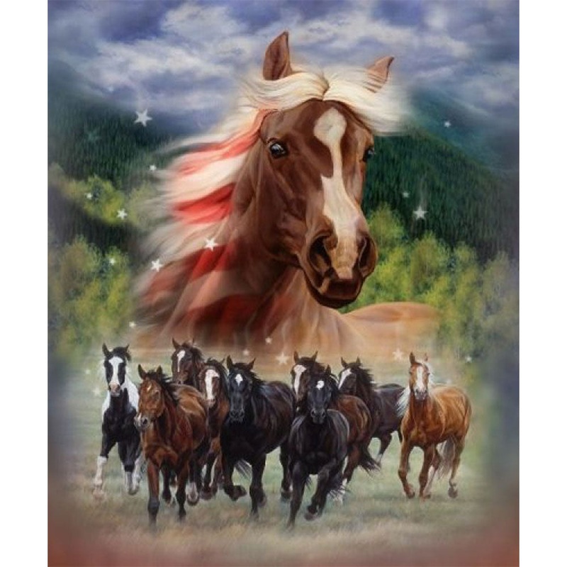 50″ x 60″ Patriotic Stomp Luxury Silk Touch Throw with Sherpa Lining
