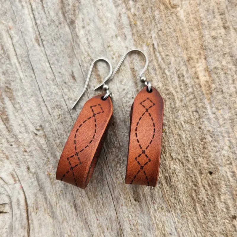 “Latigo” Handmade Genuine Leather Western Earrings