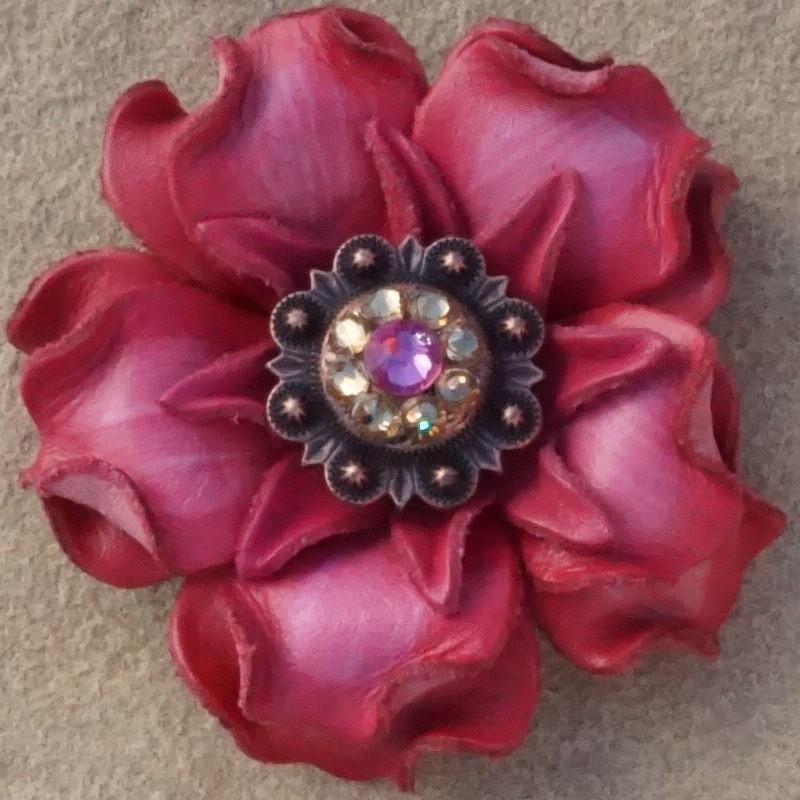 Pink Gardenia Flower With Copper Pink & Champagne 1″ Concho