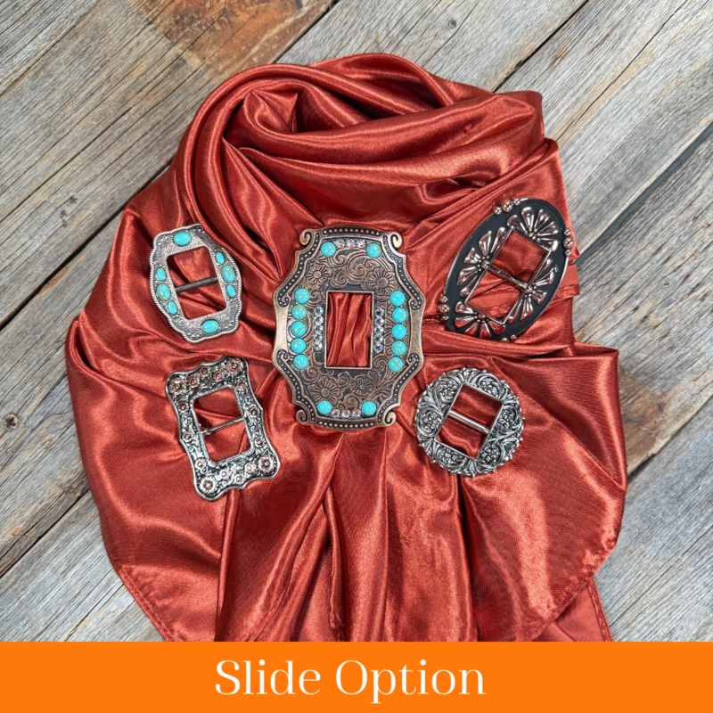 35X35″ Solid Rust Wild Rag / Scarf WRS16 – Buckle Wild Rag Slides – Assorted