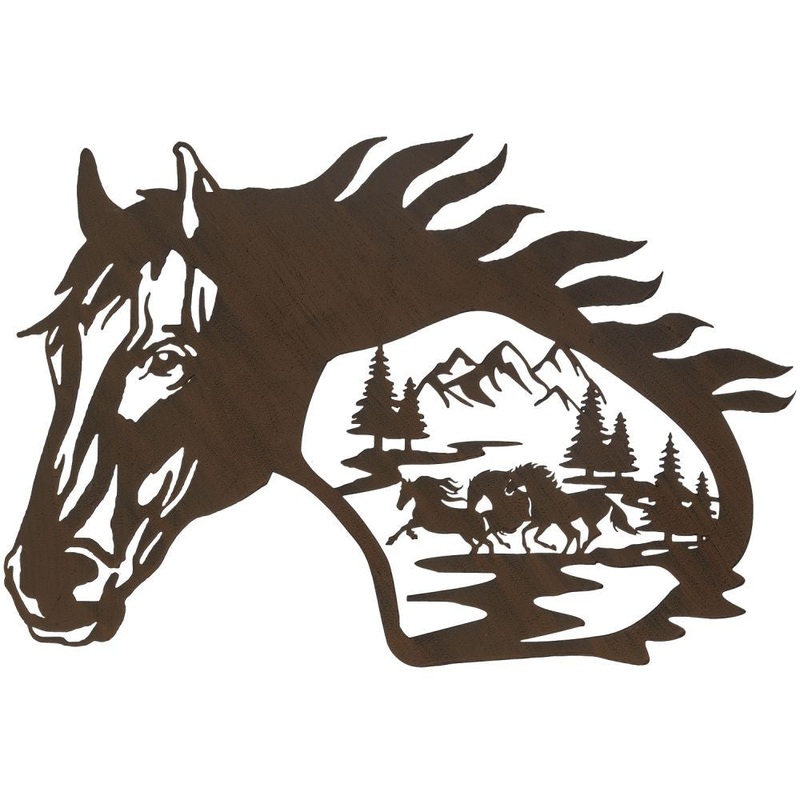 Gift Corral Horse Head and Mountains Wall Art