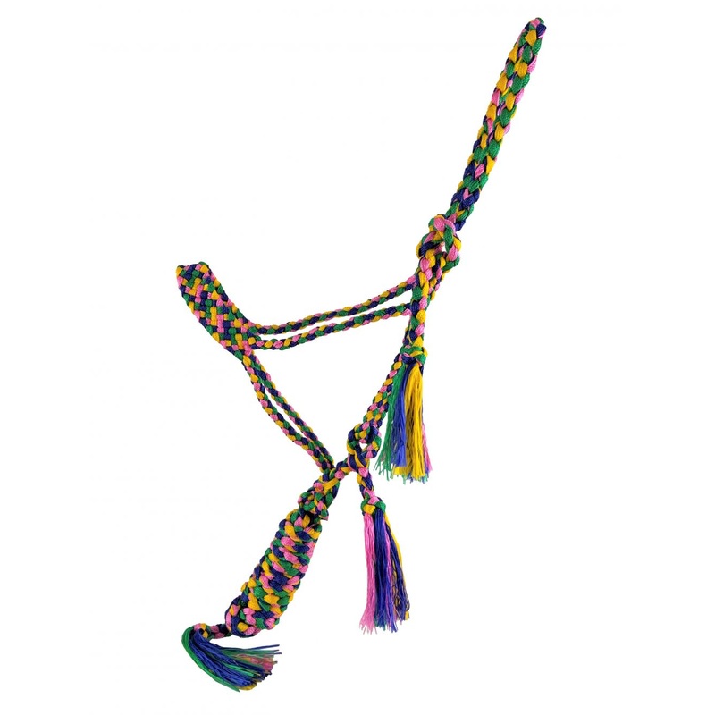 Showman  Woven Rainbow color nylon mule tape halter with removable lead