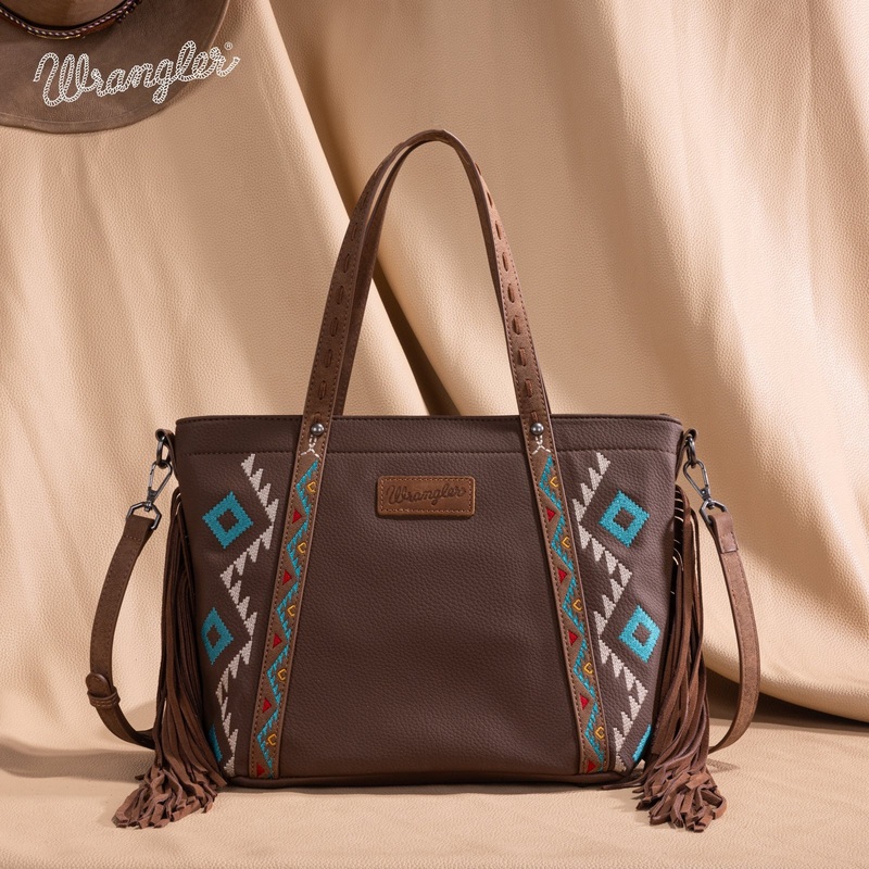 Wrangler Aztec Embroidered Tote ~ Brown