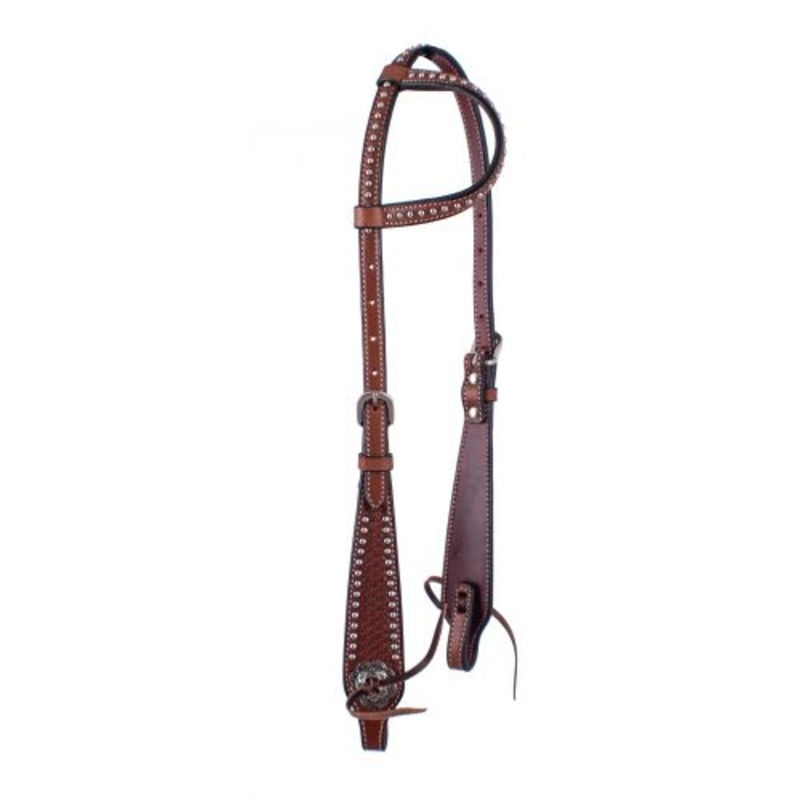 #ST-120: Showman  Basket Tooled One Ear Argentina Cow Leather Headstall