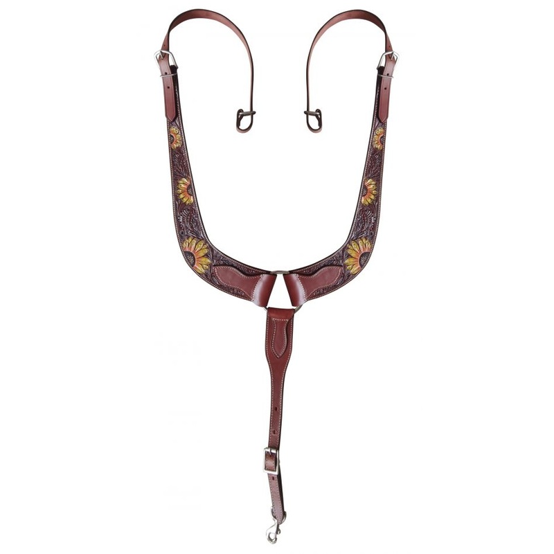 #14343: Showman  Painted sunflower leather pulling collar