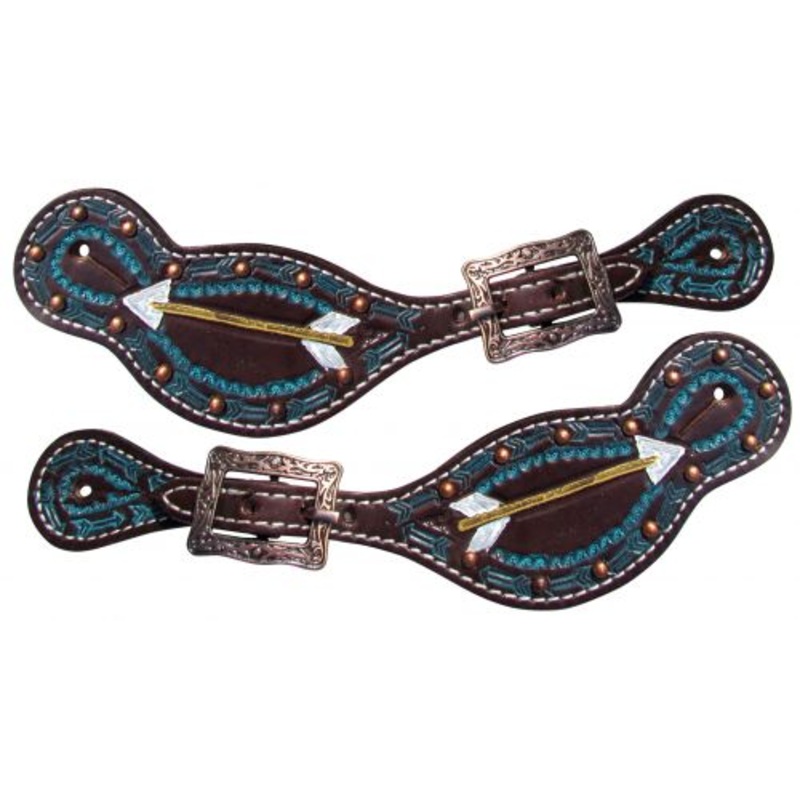 #30892: Showman LadiesHand painted arrow design spur straps