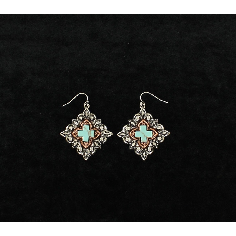 Blazin Roxx Western Diamond Cross Dangle Earrings