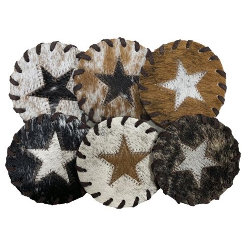 #219 -Texas Star Cowhide Coasters