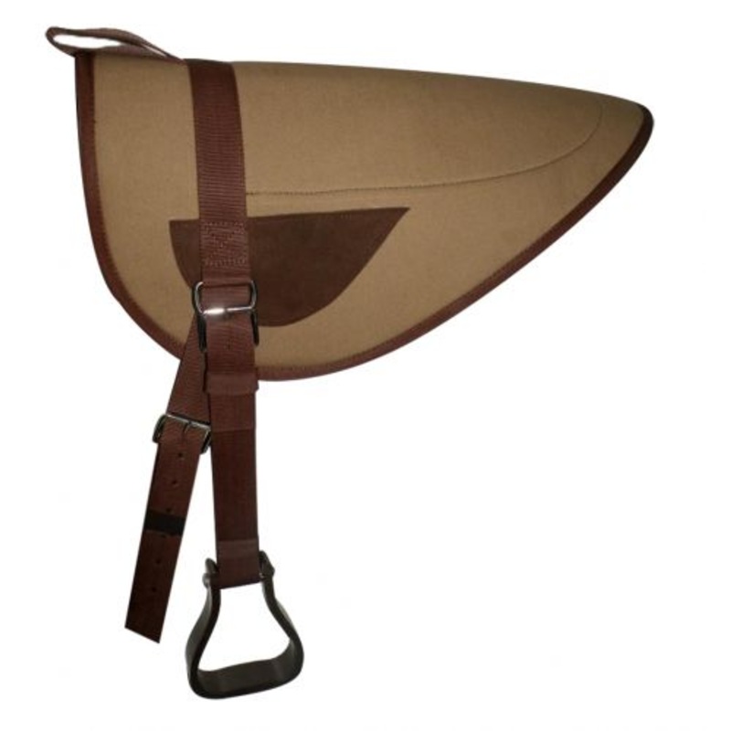 #4977: Showman Brown canvas top bareback pad with blended fleece bottom