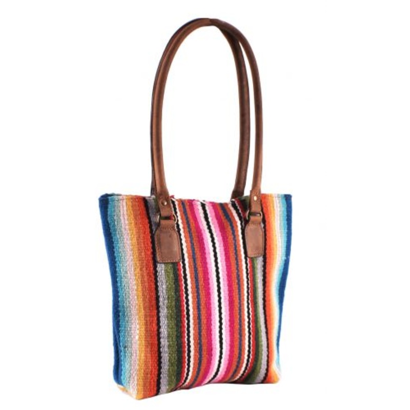 #BG-02: Genuine Leather 100% Wool Serape Saddle Blanket Handbag
