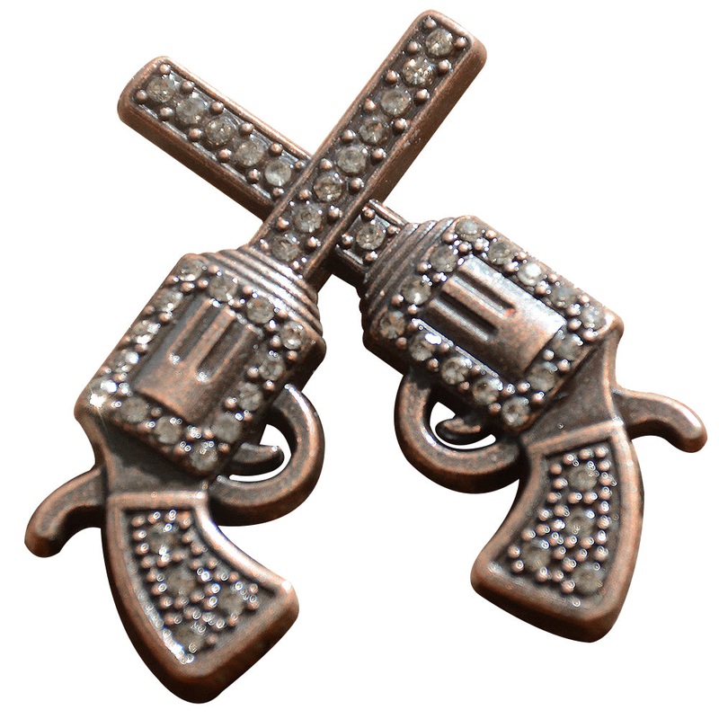 Western Screw Back Concho One Piece Crystal Bling Cross Pistol Saddle