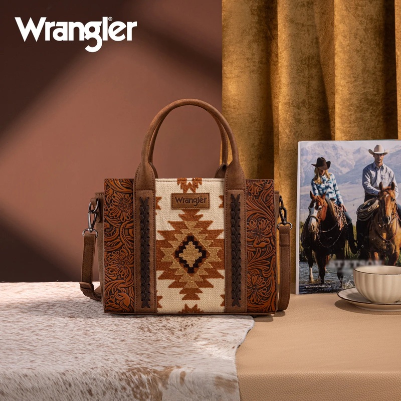 Wrangler Tooled Aztec Tote ~ Brown