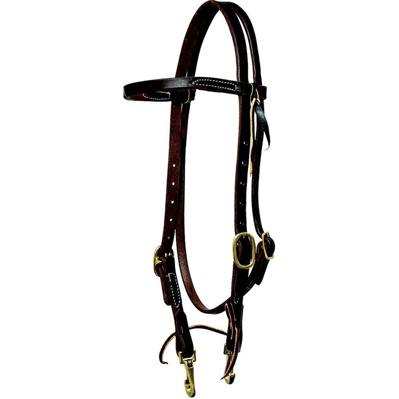 Mustang Browband Headstall Double Solid Brass Buckles with Snap Ends