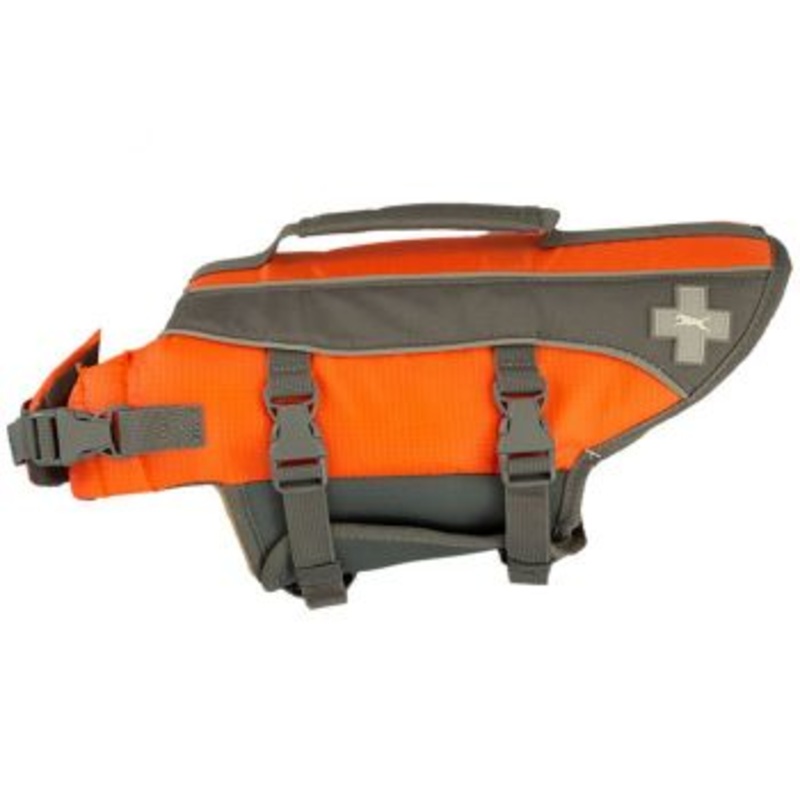 #5231786: – WATER SAFETY: Improves a dogs safety in and around water; Reflective strips & bright c