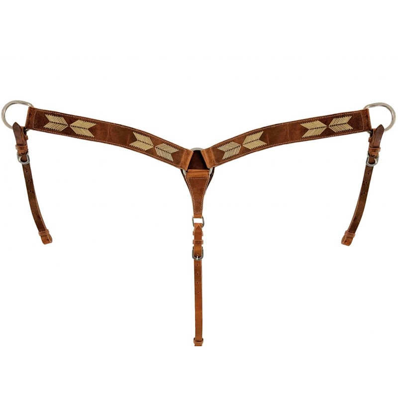 Showman Argentina Cow Leather breast collar with Rawhide Accents