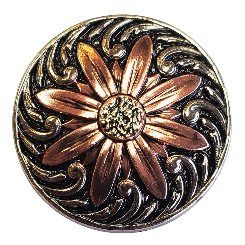 1 1/4 In Hilason Western Horse Floral Screw Back 2 Tone Finishing Tack Headstall Saddle Concho