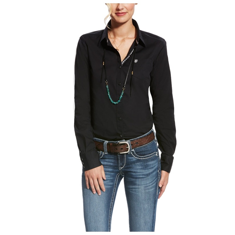 10022056 Ariat Women’s Kirby Stretch Long Sleeve Button Shirt – Black