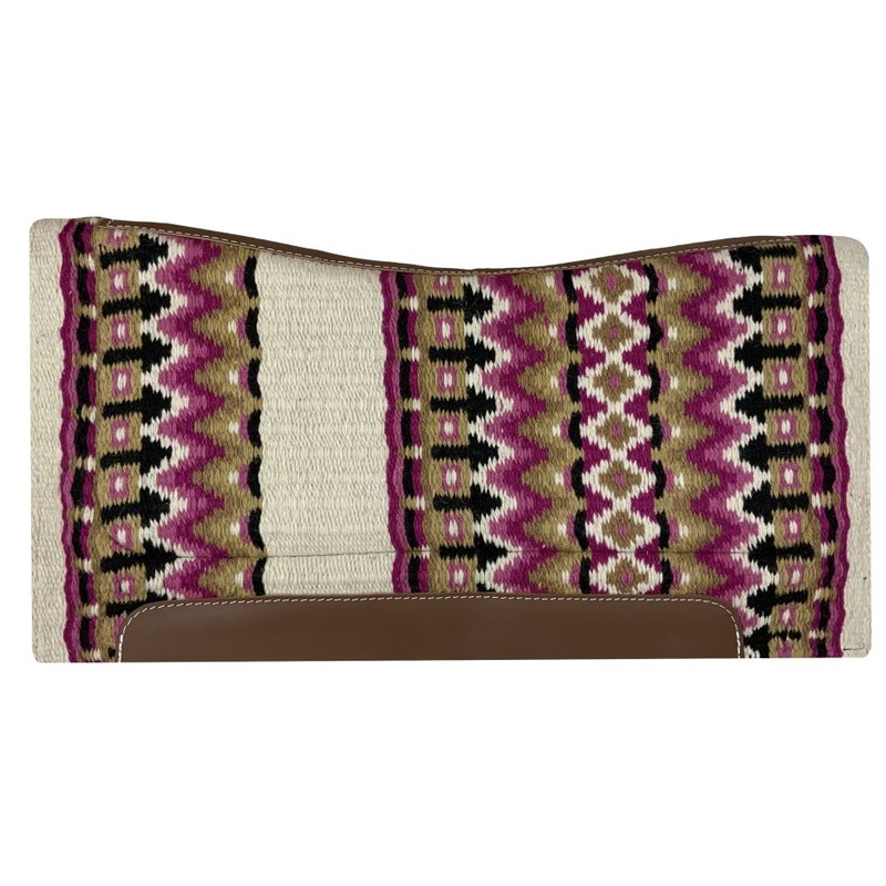 36 X 34 Wool Top Contoured Memory Felt Bottom Saddle Pad  Southwest Beige-PINK-FREE SHIPPING