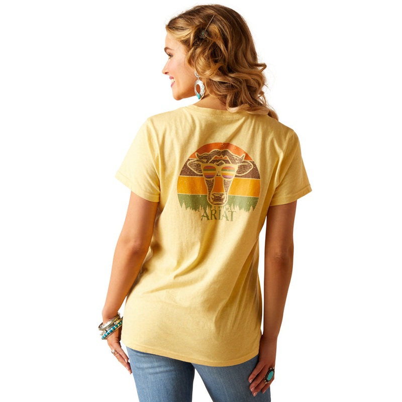 10048684 Ariat Women’s Cow Sunset Short Sleeve T-Shirt -Jojoba