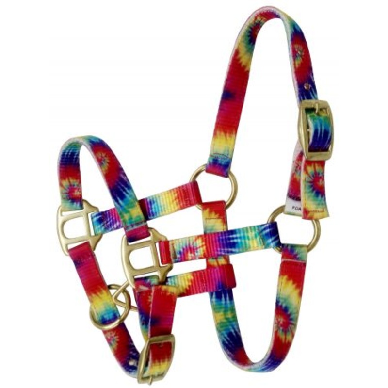#16583: Showman  Premium tye dye nylon halter with brass hardware