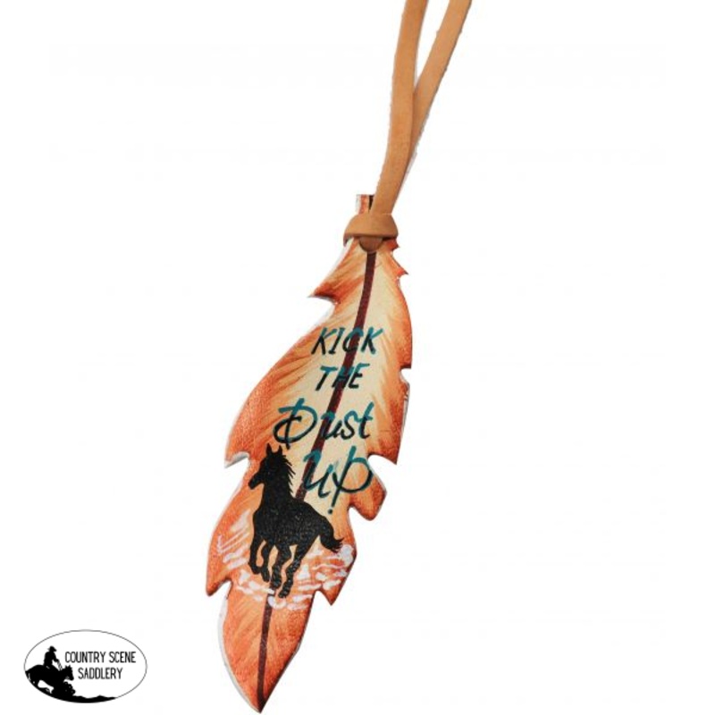 “Kick the Dust Up” hand painted tie-on feather