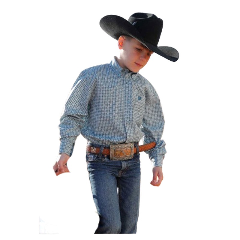 MTW7060371 Cinch Boys’ Long Sleeve Western Button down Shirt – Blue Print