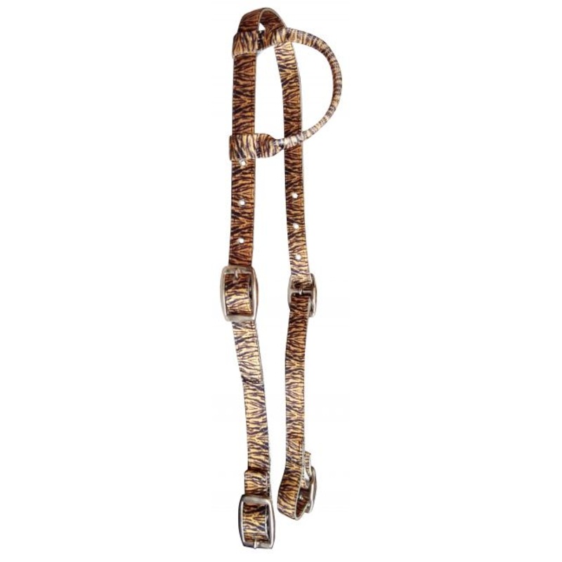 Showman  Black Nylon One Ear Headstall With Tiger Print Design