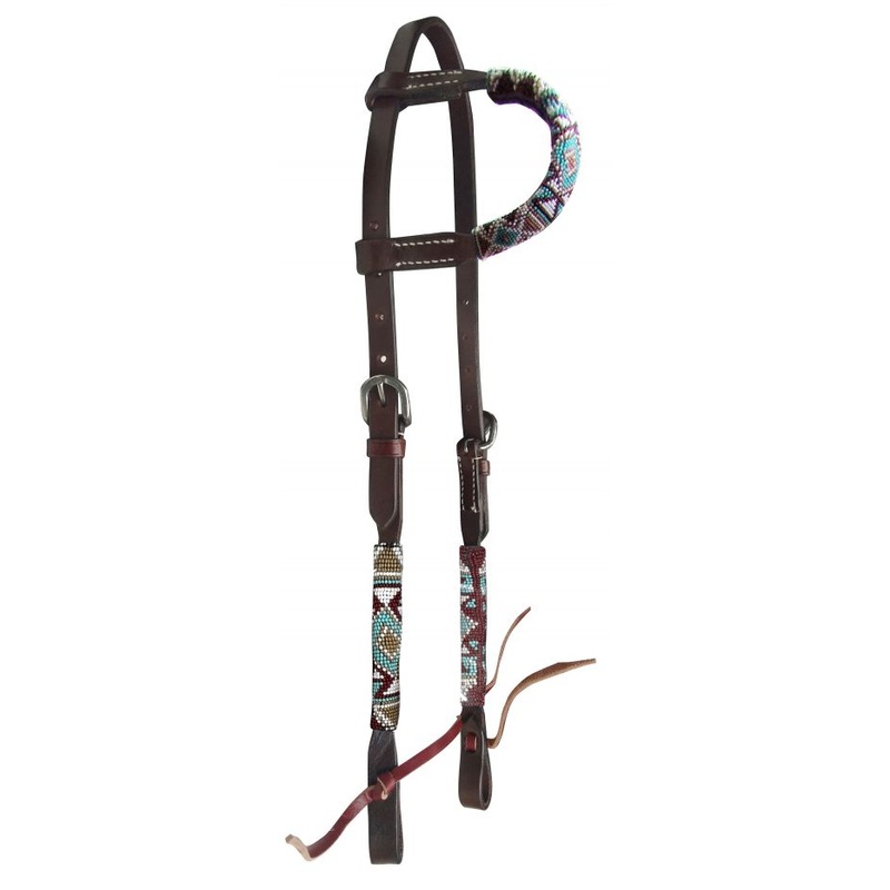 #14406: Showman  Beaded one ear headstall with southwest design