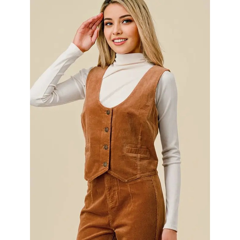 Camel Corduroy Vest