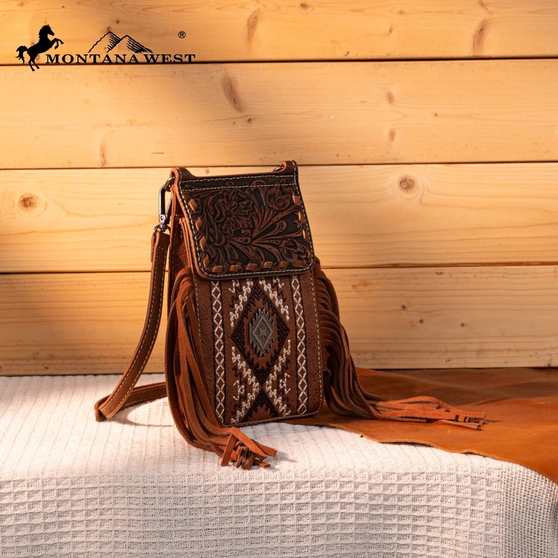 MW Tooled Phone Crossbody ~ Brown