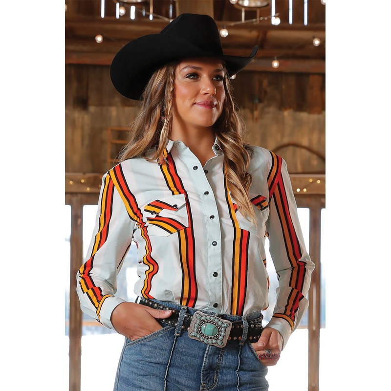 Womens L/S Light Blue Stripe Top