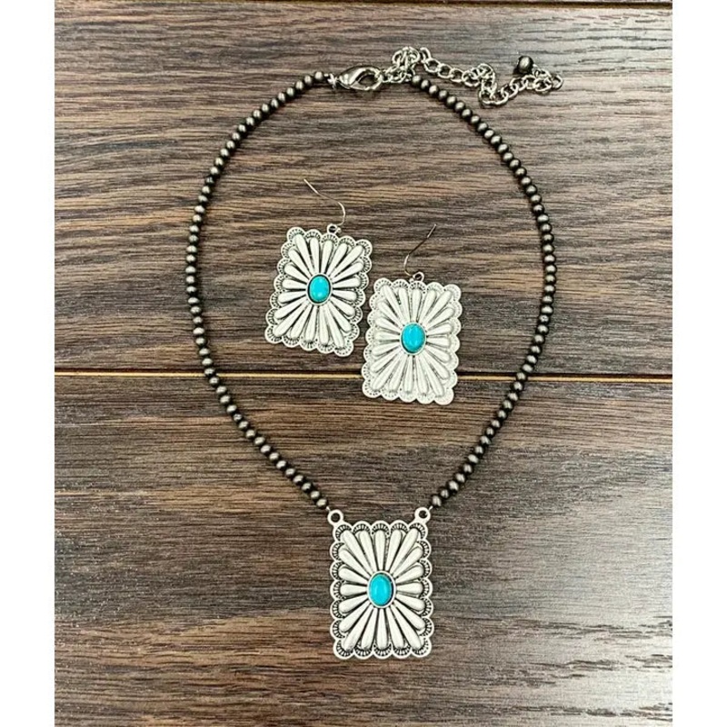 Concho Necklace Earrings Set