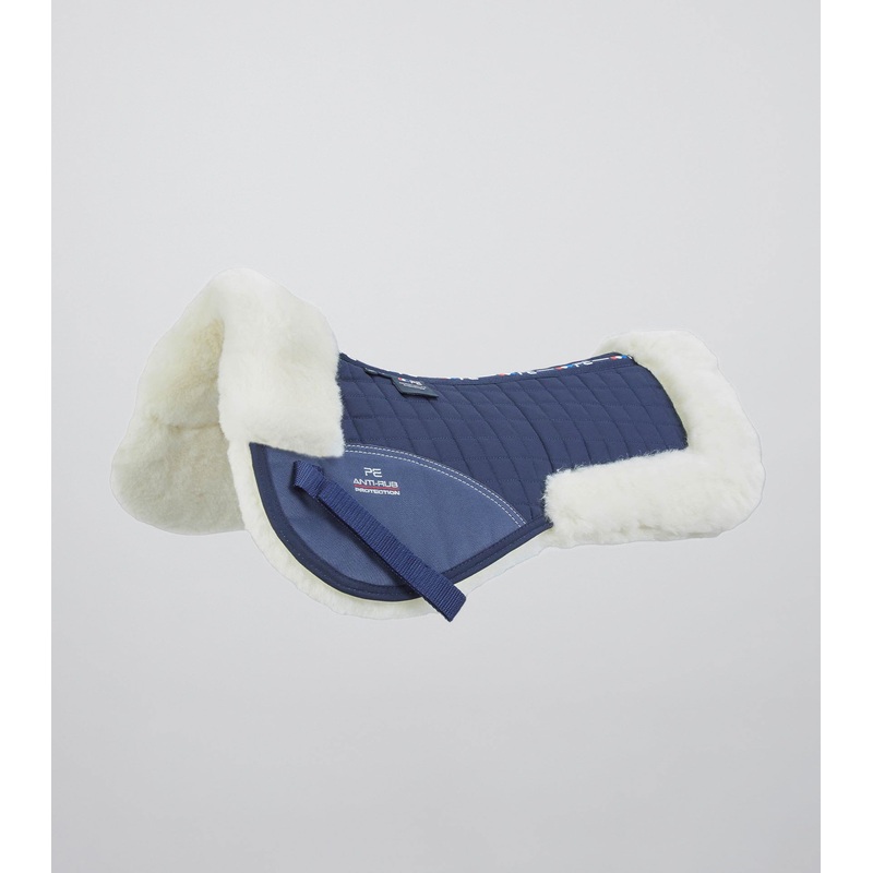 Merino Wool Saddle Pad – Half Pad Navy/Natural Wool