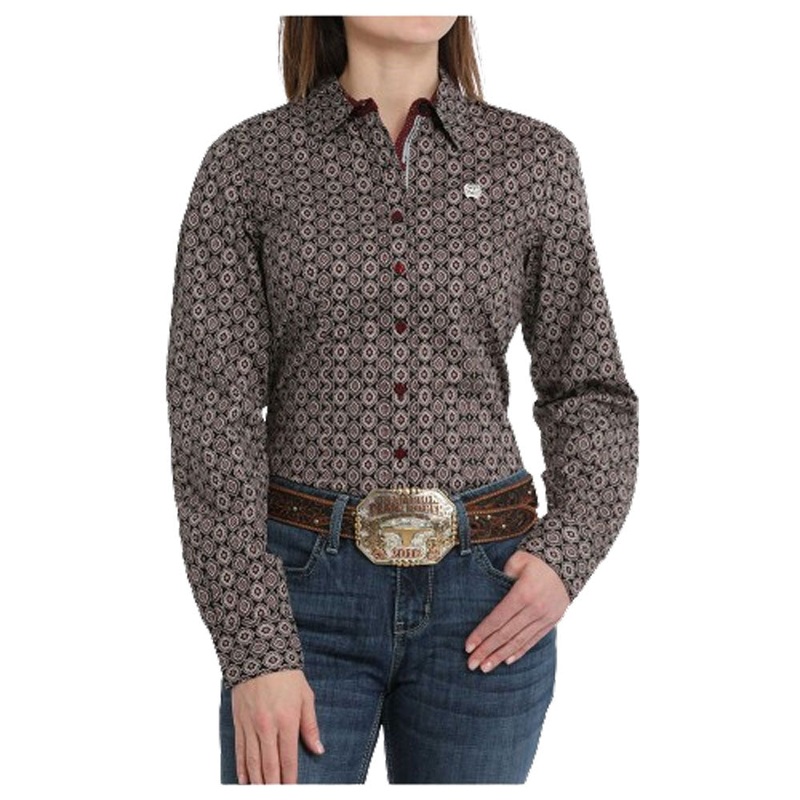 MSW9165062 Cinch Women’s Long Sleeve Western Shirt – Black Print