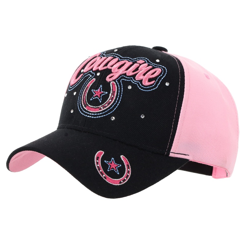 “Cowgirl” Embroidered Pink and Black Baseball Cap- FREE SHIPPING