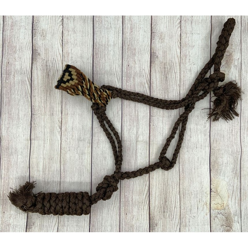 Showman Brown Nylon Mule Tape Halter with Mohair Noseband